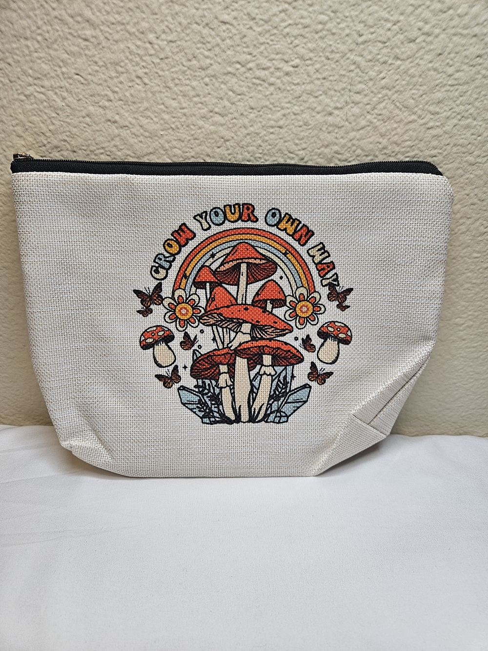 Mushroom Makeup Pouch – Colorful “Grow Your Own” Rainbow Cosmetic Bag | NEW